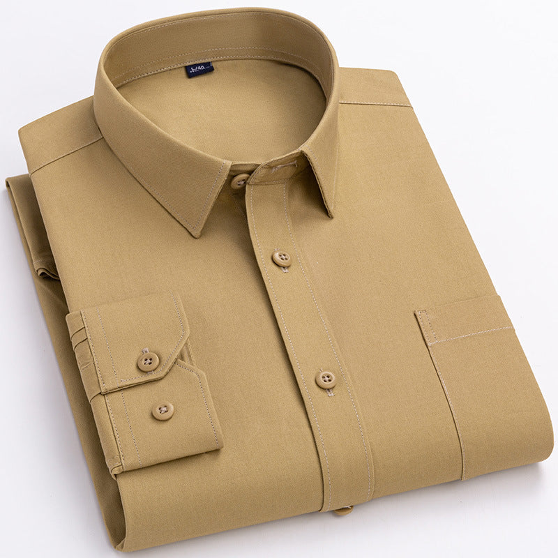 Spring Mens Khaki Cotton Long-sleeve Shirt Siqur Salute