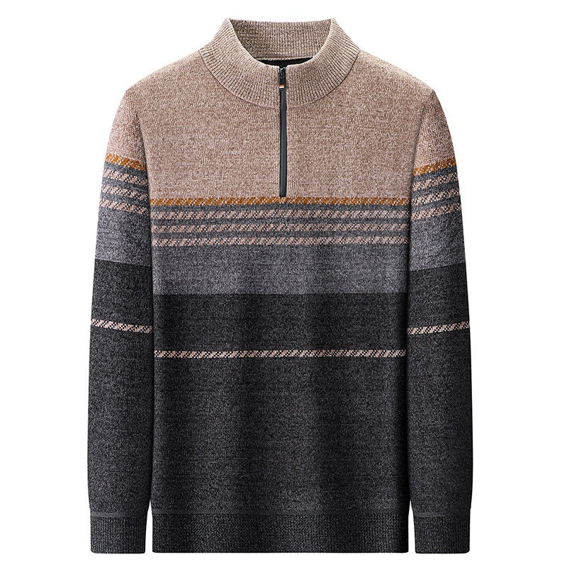 Fleece-lined Extra-thick Half-zip Sweater For Young Men Siqur Salute