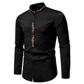 Mens Fashion Embroidered Casual Long-Sleeve Shirt Siqur Salute