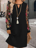 Women's Round Neck Lace Long Sleeve Dress Clarke Vibe Store