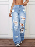 Trendy Washed Ripped Straight Jeans For Women Clarke Vibe Store