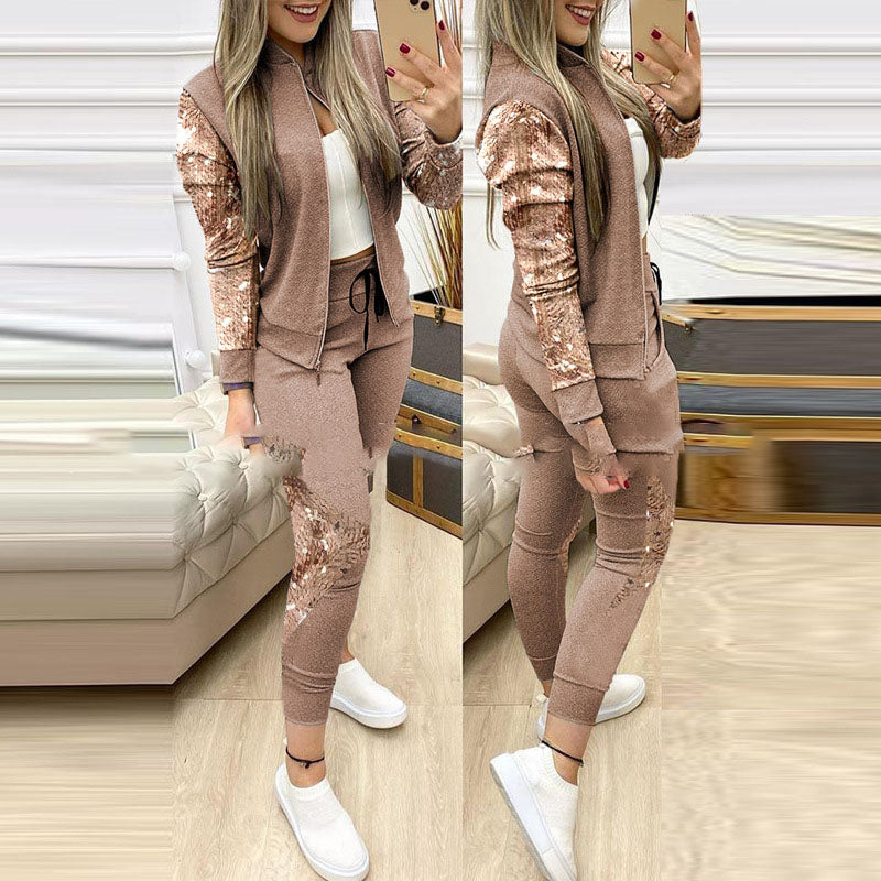 Casual Zipper Stitching Plaid Suit Women's Suit Clarke Vibe Store