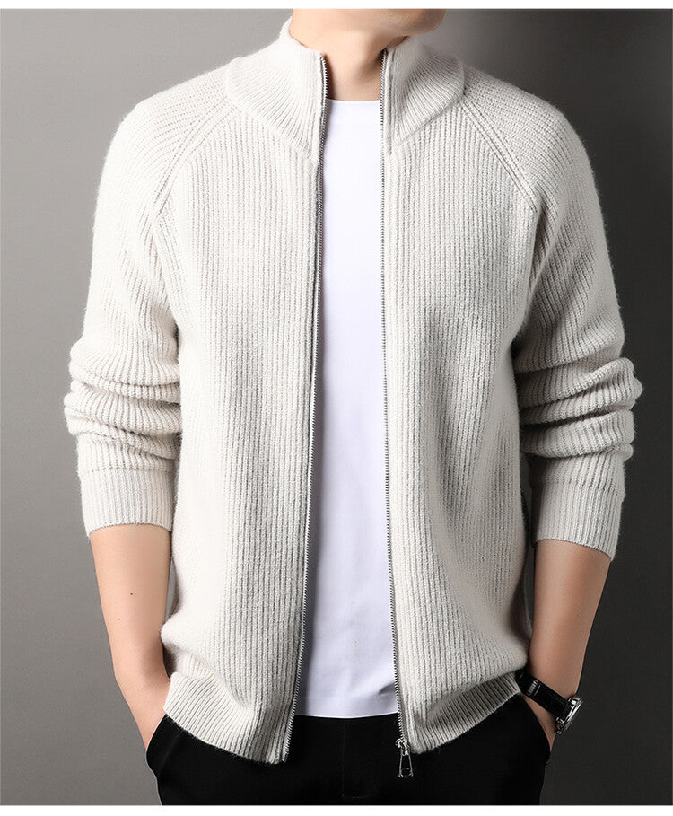 Mens Casual All-match Stand-up Collar Cardigan Sweater Siqur Salute