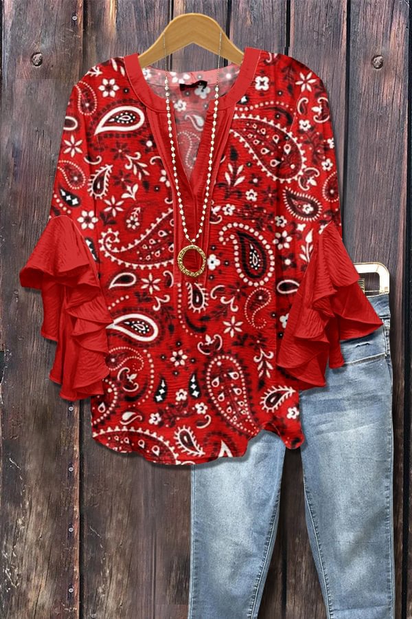 Casual Top With A Creative Floral Print And Digital Printing Clarke Vibe Store