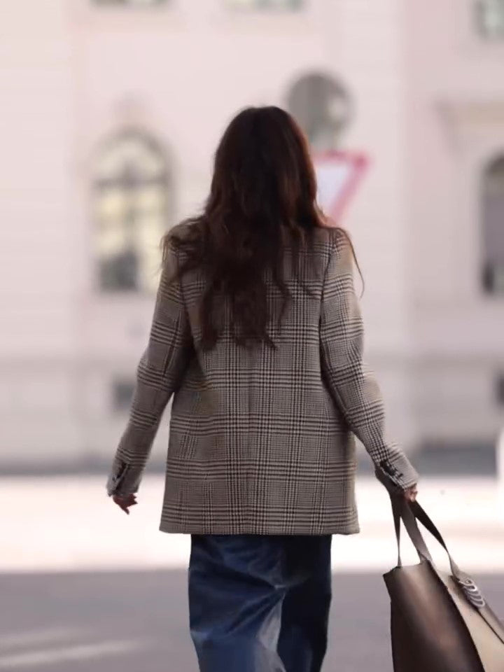 Commuting Casual Plaid Contrast Blazer Clarke Vibe Store