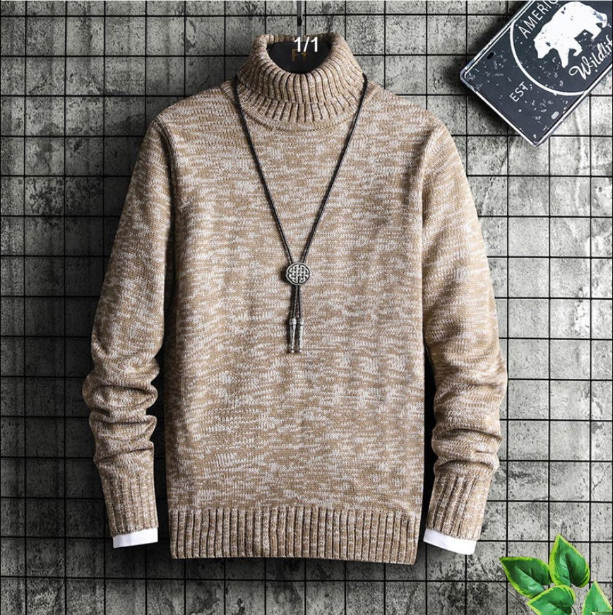 Winter New Men's Jacquard Reversible High Neck Sweater Siqur Salute