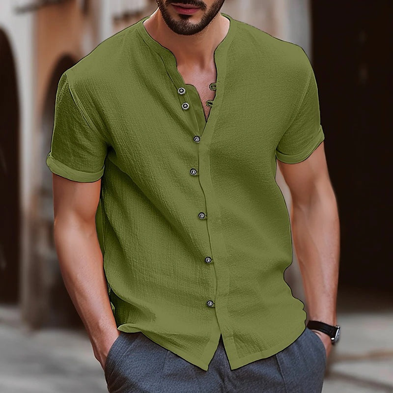 Men's Retro Cotton And Linen Casual Button Short Sleeves Clarke Vibe Store