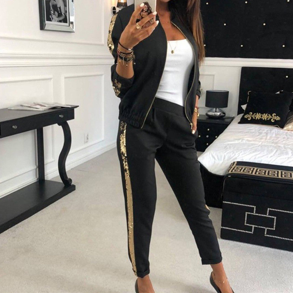 Casual Zipper Stitching Plaid Suit Women's Suit Clarke Vibe Store