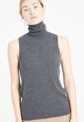 Pull col roulé sans manches femme en cachemire gris anthracite - LILLY 13 Studio Cashmere8