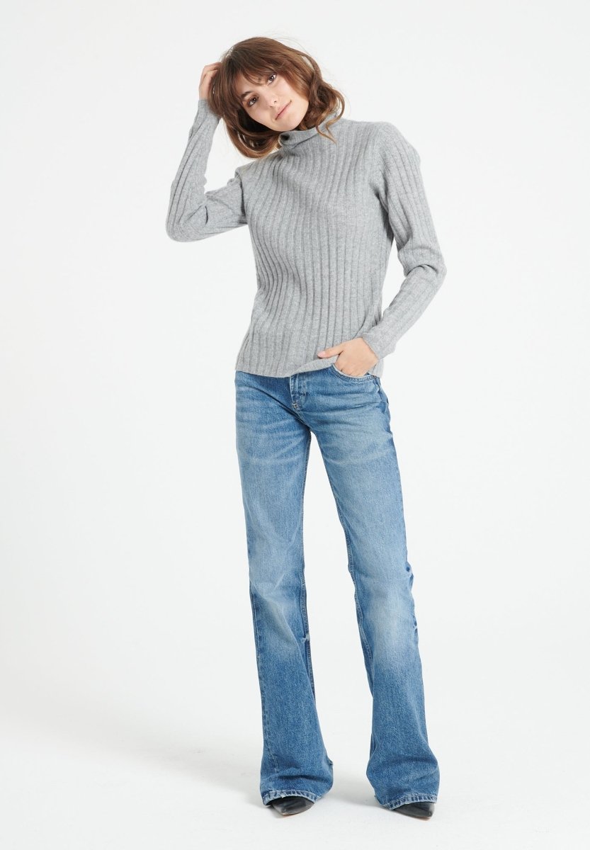 Pull col roulé femme en cachemire gris clair - LILLY 15 Studio Cashmere8