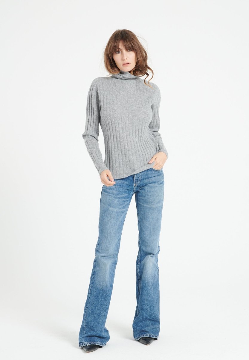 Pull col roulé femme en cachemire gris clair - LILLY 15 Studio Cashmere8
