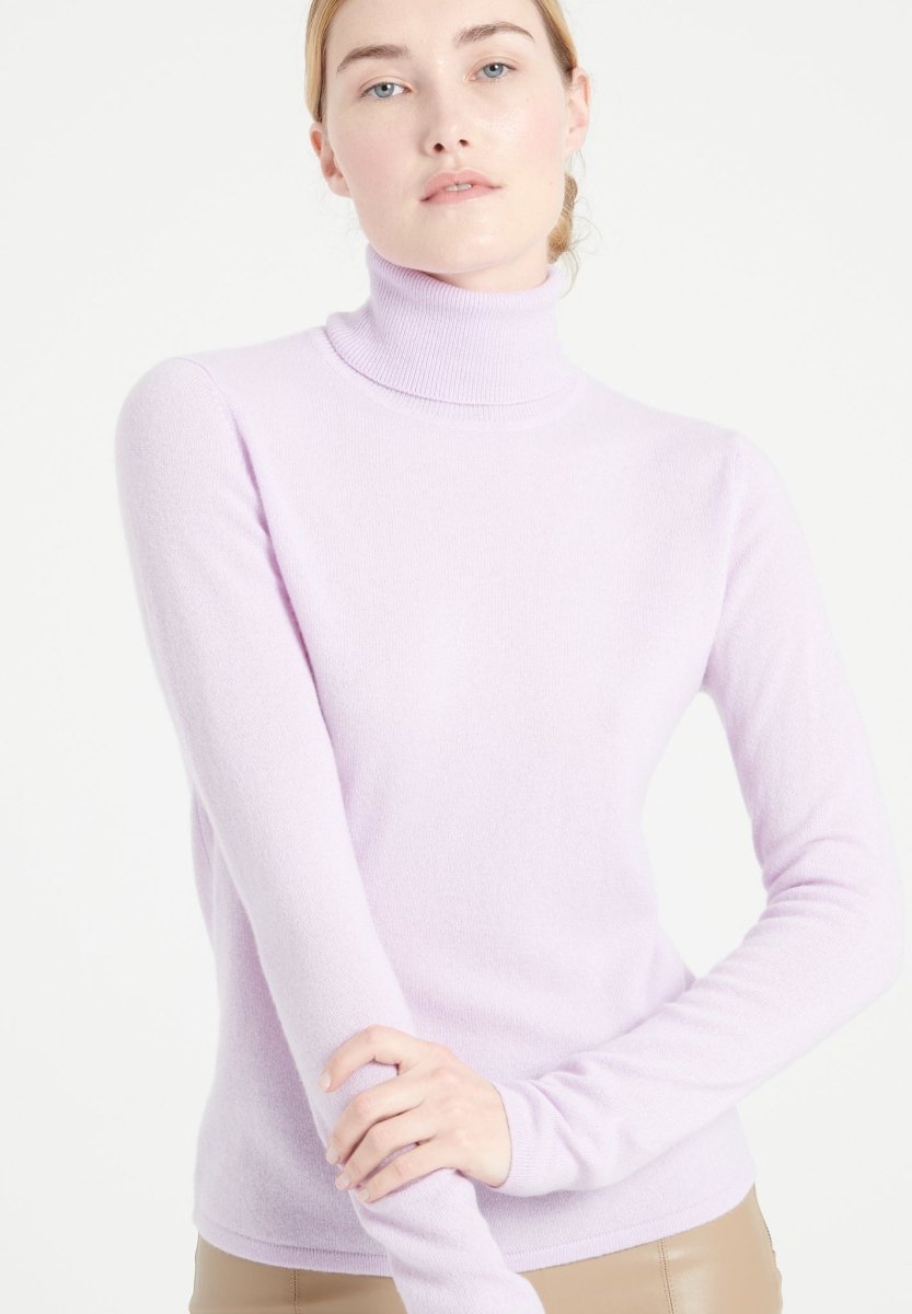 Pull col roulé femme en cachemire lilas - LILLY 3 Studio Cashmere8