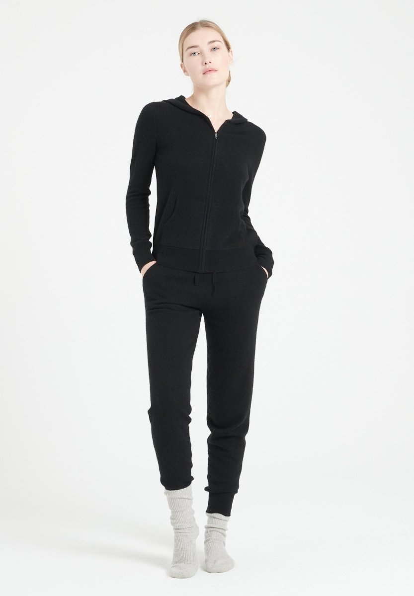 Sweat à capuche femme en cachemire noir - LILLY 8 Studio Cashmere8