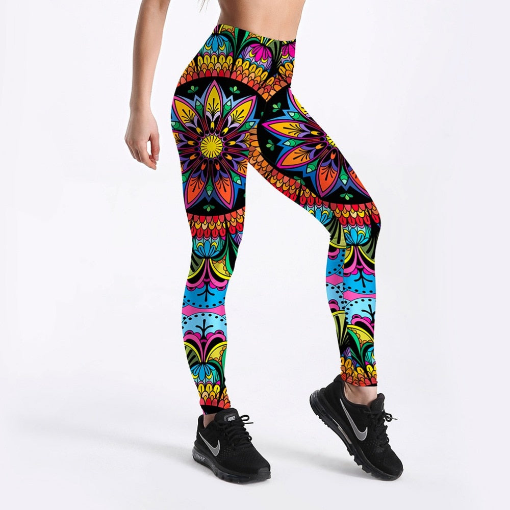 Hot Sale Summer New Arrival Women Leggings Color Floral Printed Leggings Elastic Mid Waist Pants Vimost Shop