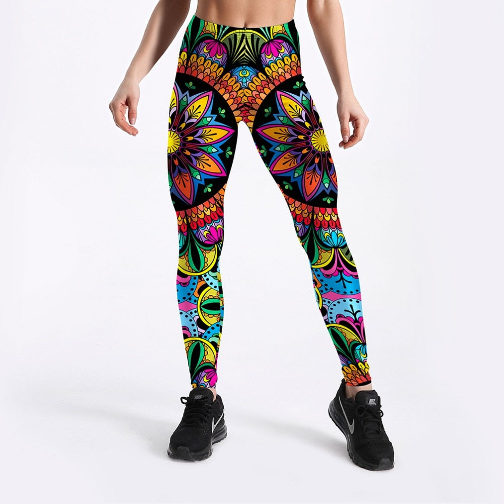 Hot Sale Summer New Arrival Women Leggings Color Floral Printed Leggings Elastic Mid Waist Pants Vimost Shop