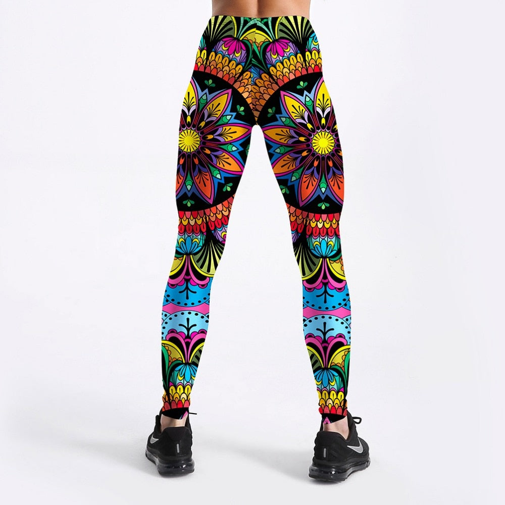 Hot Sale Summer New Arrival Women Leggings Color Floral Printed Leggings Elastic Mid Waist Pants Vimost Shop