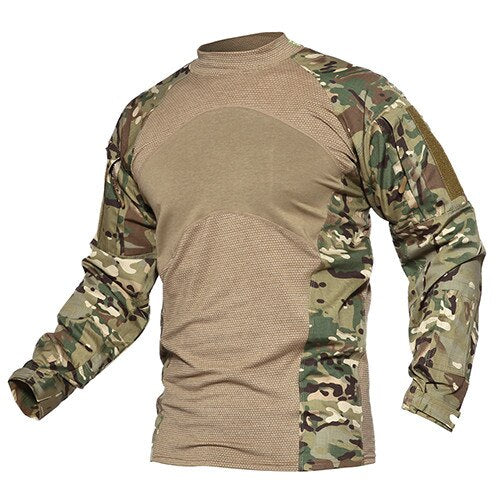 Mens T-shirts Long Sleeve Cotton Camouflage Tactical T Shirts Military Army Tshirts Man Airsoft Clothing Vimost Shop
