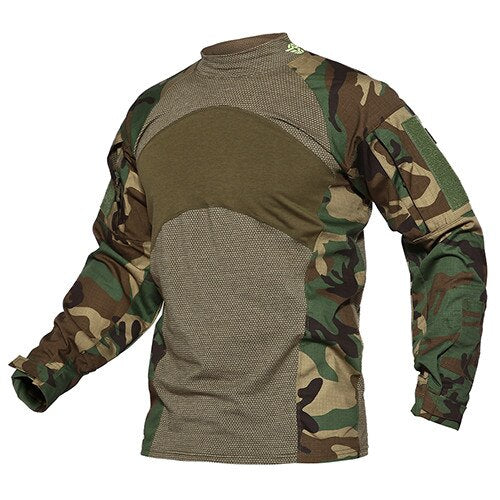 Mens T-shirts Long Sleeve Cotton Camouflage Tactical T Shirts Military Army Tshirts Man Airsoft Clothing Vimost Shop