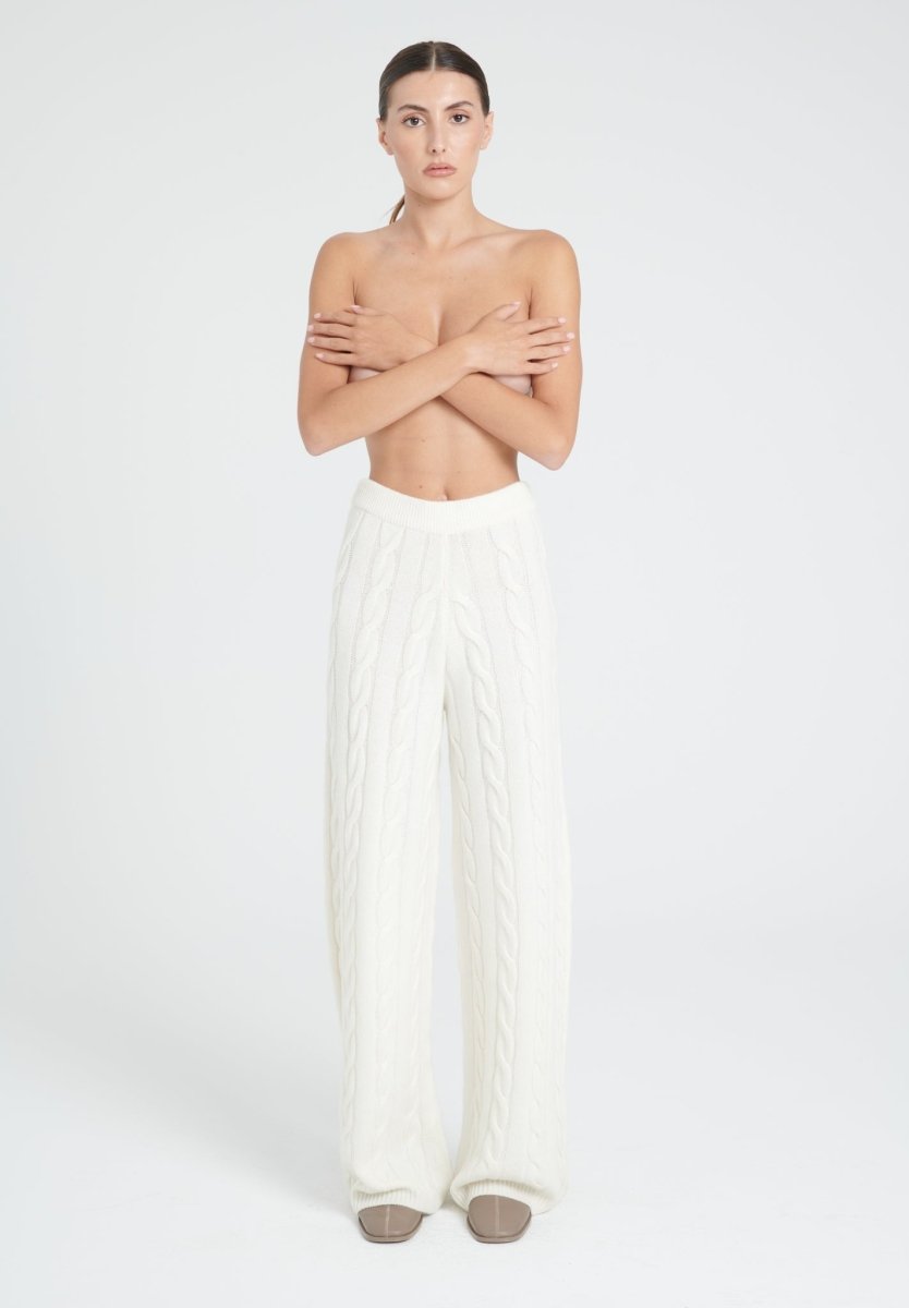 Pantalon femme en cachemire 6 fils blanc écru - ZAYA 6 Studio Cashmere8